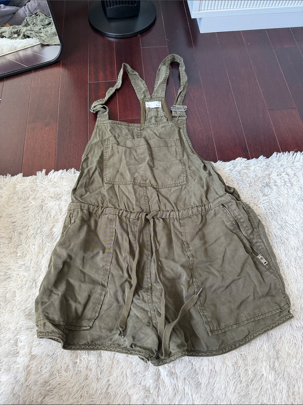Wilfred Olive Green Linen-Blend Utility Romper Bodysuit